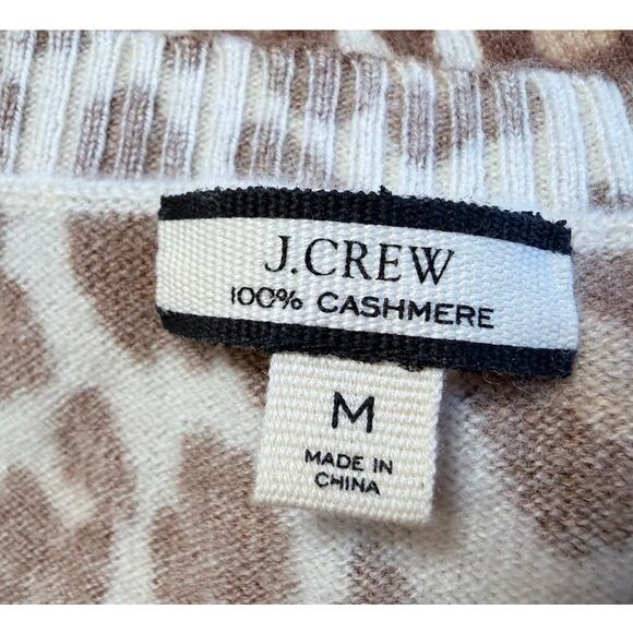 J.Crew Cashmere Leopard Animal Print Vest Tank Layer Top Sz M Cream Tan Preppy - Picture 4 of 9